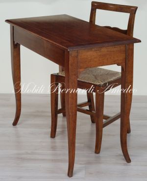 Scrittoio in noce stile classico da cm 100x50 con 2 cassetti e intarsio